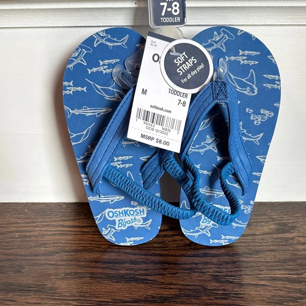 OshKosh B'gosh Blue Shark Print Toddler Flip Flops